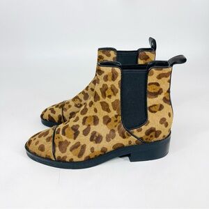 Cole Haan Grand OS Mara Leopard Print Ankle Boot Calf Hair Chelsea Sz 6.5 New